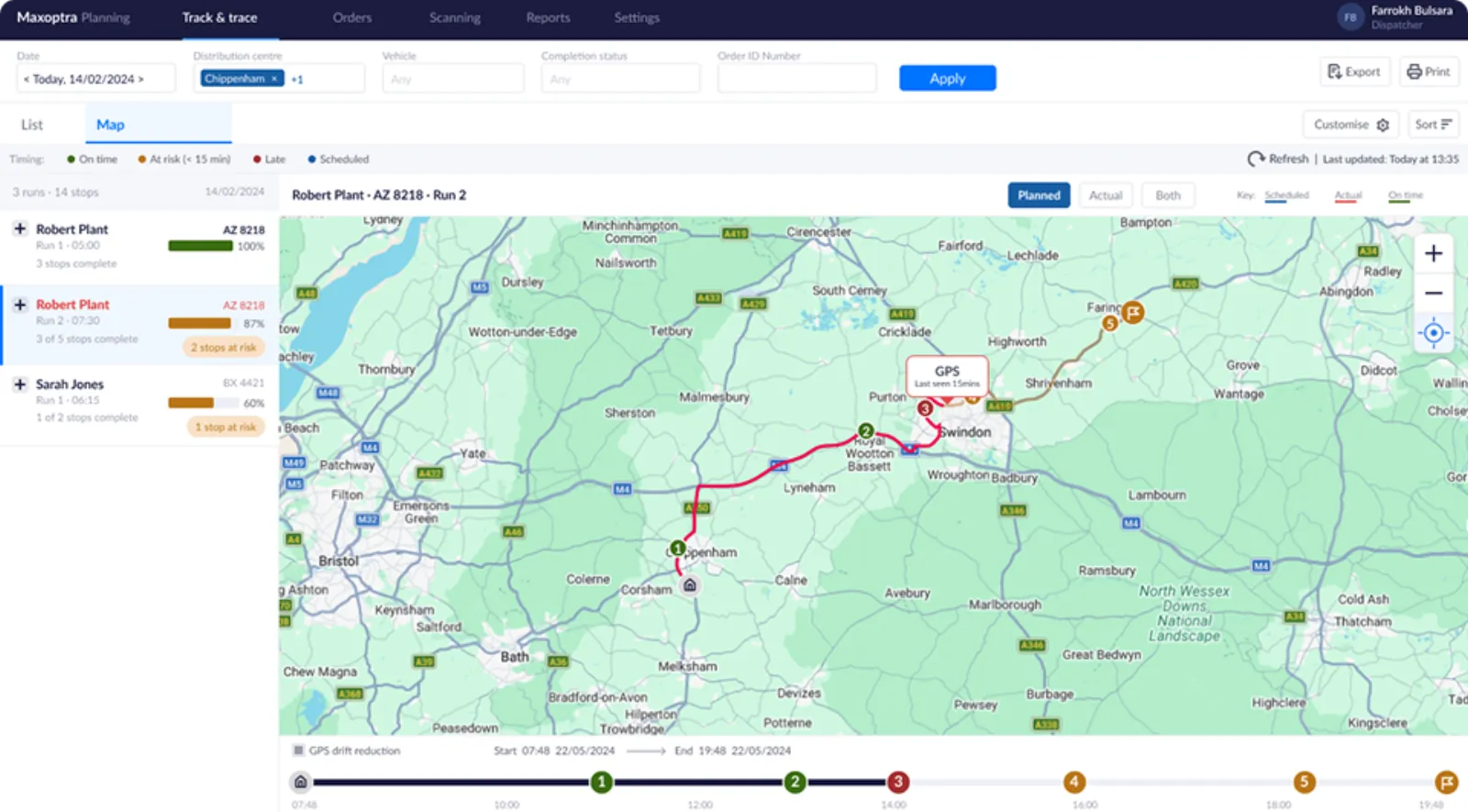 Stale data warning state, GPS signal lost