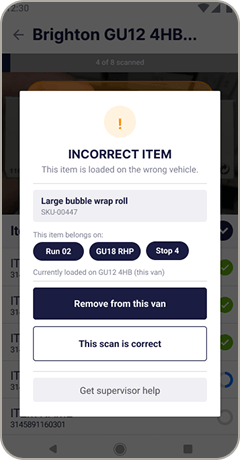 State 4b, Wrong van modal